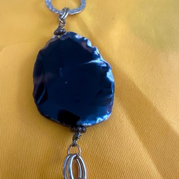 Vintage Agate Slices Goldtone Long Chain Necklace - Picture 8 of 8